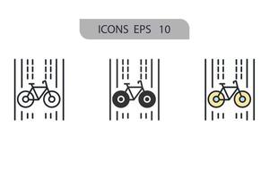 ícones de ciclovia simbolizam elementos vetoriais para infográfico web vetor