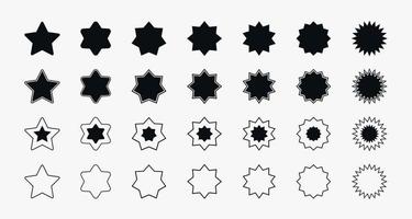 conjunto de coleção de formas diferentes de estrelas vetor
