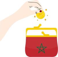 vetor marroquino bandeira desenhada à mão, dirham marroquino