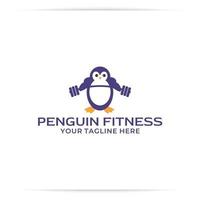 vetor de design de logotipo de fitness pinguim, braço, músculo.