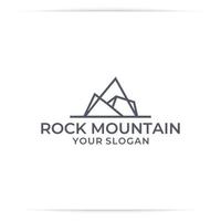 vetor de design de logotipo de linha de montanha, colina, rocha.