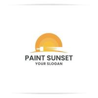 vetor de pintura do nascer do sol de design de logotipo
