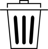 lata de lixo, lata de lixo ou lixeira ícone simples linha fina ilustração vetorial plana vetor
