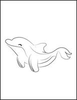 página para colorir golfinho, página para colorir golfinho fácil para crianças vetor