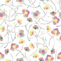 fundo de padrão de verão sem costura com flores multicoloridas desenhadas à mão, cartão ou tecido vetor