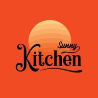 vetor de design de logotipo de restaurante de cozinha ao nascer do sol