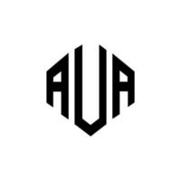 design de logotipo de letra aua com forma de polígono. aua polígono e design de logotipo em forma de cubo. modelo de logotipo de vetor hexágono aua cores brancas e pretas. aua monograma, logotipo de negócios e imóveis.