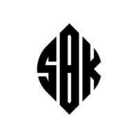 design de logotipo de carta de círculo sbk com forma de círculo e elipse. letras de elipse sbk com estilo tipográfico. as três iniciais formam um logotipo circular. sbk círculo emblema abstrato monograma carta marca vetor. vetor