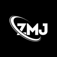 logotipo zmj. letra zmj. design de logotipo de letra zmj. iniciais zmj logotipo ligado com círculo e logotipo monograma em maiúsculas. tipografia zmj para marca de tecnologia, negócios e imóveis. vetor