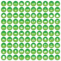 100 ícones de logística definir círculo verde