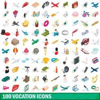 conjunto de 100 ícones de vocação, estilo 3d isométrico vetor
