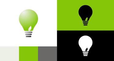 lâmpada com folha dentro do conceito de design de logotipo de energia natural vetor