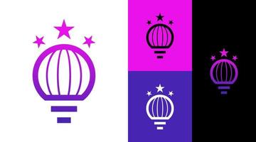 balões de ar quente com conceito de design de logotipo de estrelas vetor
