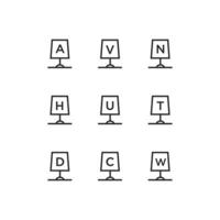 modelo de design plano de ícone de logotipo de carta de conjunto de móveis vetor