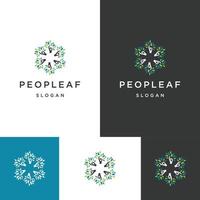 modelo de design de ícone de logotipo de folha de pessoas vetor