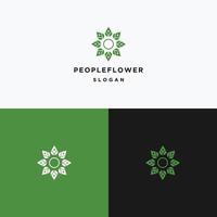 modelo de design de ícone de logotipo de flores de pessoas vetor