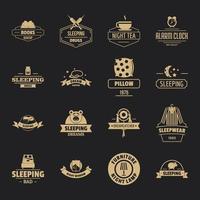 conjunto de ícones de logotipo de sono, estilo simples vetor