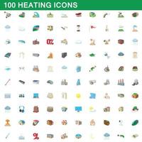 conjunto de 100 ícones de aquecimento, estilo cartoon