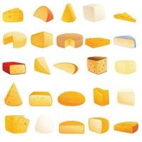 conjunto de ícones de queijo, estilo cartoon
