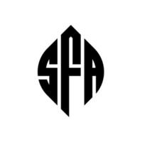 design de logotipo de carta de círculo sfa com forma de círculo e elipse. letras de elipse sfa com estilo tipográfico. as três iniciais formam um logotipo circular. sfa círculo emblema abstrato monograma carta marca vetor. vetor