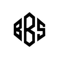 design de logotipo de carta bbs com forma de polígono. bbs polígono e design de logotipo em forma de cubo. modelo de logotipo de vetor hexágono bbs cores brancas e pretas. bbs monograma, logotipo de negócios e imóveis.