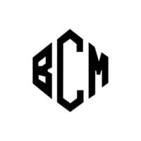 design de logotipo de letra bcm com forma de polígono. bcm polígono e design de logotipo em forma de cubo. modelo de logotipo de vetor hexágono bcm cores brancas e pretas. bcm monograma, logotipo de negócios e imóveis.