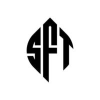 design de logotipo de carta de círculo sft com forma de círculo e elipse. letras de elipse sft com estilo tipográfico. as três iniciais formam um logotipo circular. sft círculo emblema abstrato monograma carta marca vetor. vetor