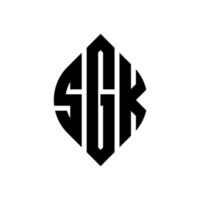 design de logotipo de carta de círculo sgk com forma de círculo e elipse. letras de elipse sgk com estilo tipográfico. as três iniciais formam um logotipo circular. sgk círculo emblema abstrato monograma carta marca vetor. vetor