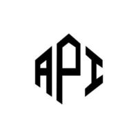 design de logotipo de carta api com forma de polígono. api polígono e design de logotipo em forma de cubo. modelo de logotipo de vetor api hexágono cores brancas e pretas. api monograma, logotipo de negócios e imóveis.