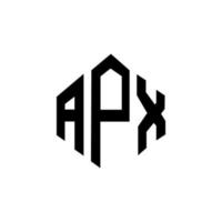 design de logotipo de carta apx com forma de polígono. apx polígono e design de logotipo em forma de cubo. modelo de logotipo de vetor hexágono apx cores brancas e pretas. apx monograma, logotipo de negócios e imóveis.