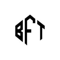 design de logotipo de letra bft com forma de polígono. polígono bft e design de logotipo em forma de cubo. modelo de logotipo de vetor hexágono bft cores brancas e pretas. bft monograma, logotipo de negócios e imóveis.
