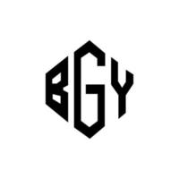 design de logotipo de carta bgy com forma de polígono. polígono bgy e design de logotipo em forma de cubo. modelo de logotipo de vetor hexágono bgy cores brancas e pretas. monograma bgy, logotipo de negócios e imóveis.