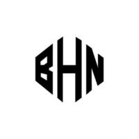 design de logotipo de carta bhn com forma de polígono. bhn polígono e design de logotipo em forma de cubo. bhn modelo de logotipo de vetor hexágono cores brancas e pretas. bhn monograma, logotipo de negócios e imóveis.