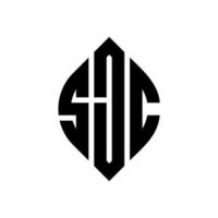 design de logotipo de carta de círculo sjc com forma de círculo e elipse. letras de elipse sjc com estilo tipográfico. as três iniciais formam um logotipo circular. sjc círculo emblema abstrato monograma carta marca vetor. vetor