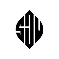design de logotipo de carta de círculo sjv com forma de círculo e elipse. letras de elipse sjv com estilo tipográfico. as três iniciais formam um logotipo circular. sjv círculo emblema abstrato monograma carta marca vetor. vetor