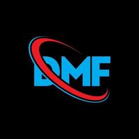 logotipo dmf. carta dmf. design de logotipo de carta dmf. iniciais dmf logotipo ligado com círculo e logotipo monograma maiúsculo. tipografia dmf para marca de tecnologia, negócios e imóveis. vetor