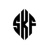 design de logotipo de carta de círculo skf com forma de círculo e elipse. letras de elipse skf com estilo tipográfico. as três iniciais formam um logotipo circular. skf círculo emblema abstrato monograma carta marca vetor. vetor