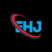 eh logo. eh carta. design de logotipo de carta ehj. iniciais ehj logotipo ligado com círculo e logotipo monograma maiúsculo. ehj tipografia para tecnologia, negócios e marca imobiliária. vetor