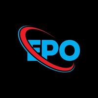 logotipo epo. carta epo. design de logotipo de carta epo. iniciais epo logotipo ligado com círculo e logotipo monograma maiúsculo. tipografia epo para marca de tecnologia, negócios e imóveis. vetor