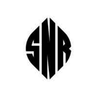 design de logotipo de carta de círculo snr com forma de círculo e elipse. letras de elipse snr com estilo tipográfico. as três iniciais formam um logotipo circular. snr círculo emblema abstrato monograma carta marca vetor. vetor