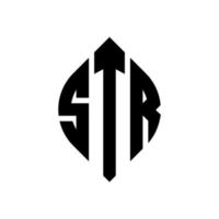 design de logotipo de letra de círculo str com forma de círculo e elipse. letras de elipse str com estilo tipográfico. as três iniciais formam um logotipo circular. str círculo emblema abstrato monograma carta marca vetor. vetor