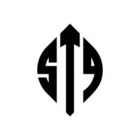 design de logotipo de letra de círculo stq com forma de círculo e elipse. letras de elipse stq com estilo tipográfico. as três iniciais formam um logotipo circular. stq círculo emblema abstrato monograma carta marca vetor. vetor