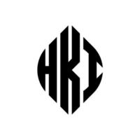 design de logotipo de carta de círculo hki com forma de círculo e elipse. letras de elipse hki com estilo tipográfico. as três iniciais formam um logotipo circular. hki círculo emblema abstrato monograma carta marca vetor. vetor