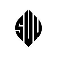 design de logotipo de carta de círculo svw com forma de círculo e elipse. letras de elipse svw com estilo tipográfico. as três iniciais formam um logotipo circular. svw círculo emblema abstrato monograma carta marca vetor. vetor