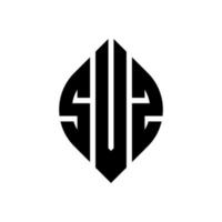 design de logotipo de carta de círculo svz com forma de círculo e elipse. letras de elipse svz com estilo tipográfico. as três iniciais formam um logotipo circular. svz círculo emblema abstrato monograma carta marca vetor. vetor