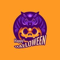 logotipo de personagem de halloween de coruja vetor