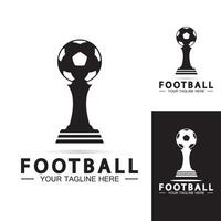 modelo de ícone de vetor de design de logotipo de troféu de campeonato de futebol ou futebol troféu de futebol de campeões para prêmio vencedor