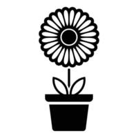 ícone de flor no pote, sinal de flor simples e símbolo. vasos de plantas, jardinagem, sinal de linha isolada de plantas ornamentais. vetor