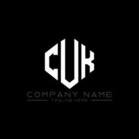 design de logotipo de carta cuk com forma de polígono. cuk polígono e design de logotipo em forma de cubo. cuk hexágono modelo de logotipo de vetor cores brancas e pretas. cuk monograma, logotipo de negócios e imóveis.