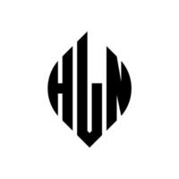 design de logotipo de carta de círculo hln com forma de círculo e elipse. letras de elipse hln com estilo tipográfico. as três iniciais formam um logotipo circular. hln círculo emblema abstrato monograma carta marca vetor. vetor